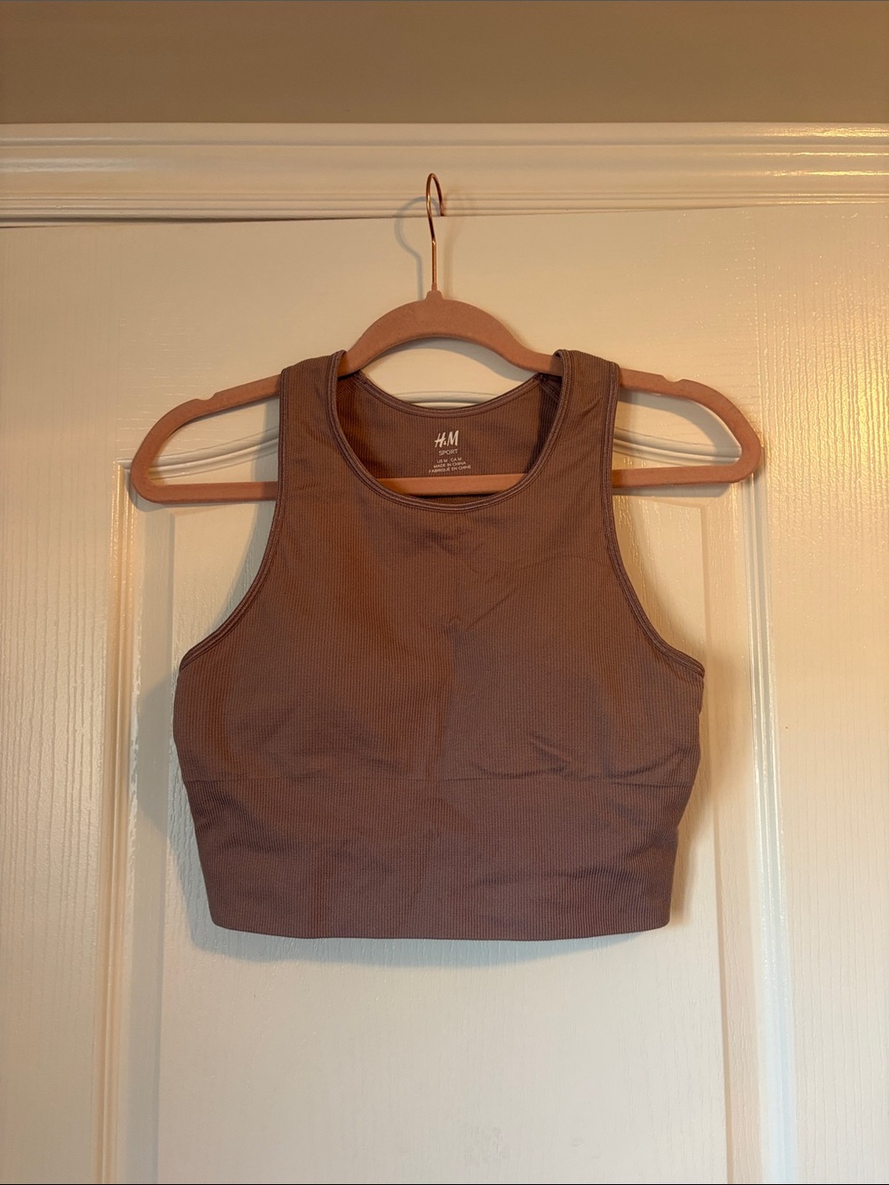 H&M Sleeveless Ribbed Crop Top - Taupe Brown